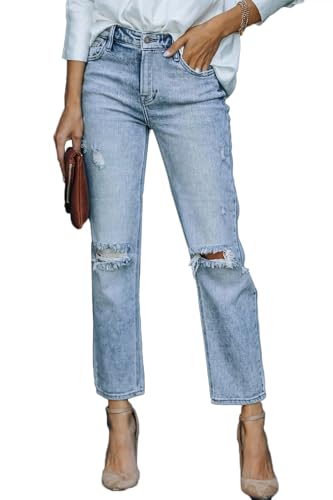 Lesore Womens High Waist Stretch Distressed Jeans Destroyed Denim Pants - Image 3