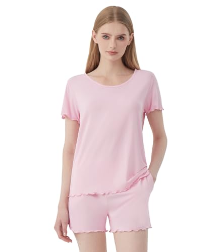 Image of WiWi 3 PCS Pajamas for Women Set Short Sleeve Pajama Sets Capri and Shorts Pj Sets Super Soft Cooling Sleepwear S-XXL