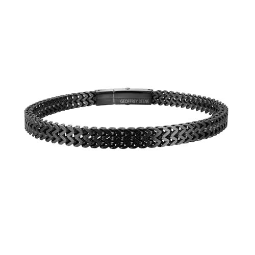 Geoffrey Beene Men's Stainless Steel Two Strand Franco Chain Bracelet, Box Clasp