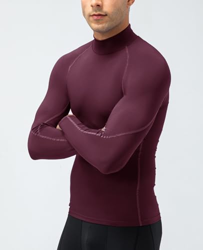 SPVISE 1 or 2 Pack Men's Compression Shirts Long Sleeve Athletic Workout T-Shirts Cool Dry Undershirts Turtle Neck Gym Tops