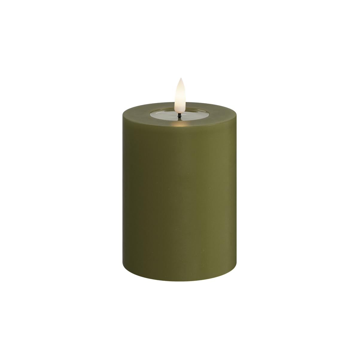 Deluxe Homeart Indoor Flameless LED Candle - Olive Green - with Real Flame™ Technology - Battery Powered Candle (7.5 x 10 cm) — image 1