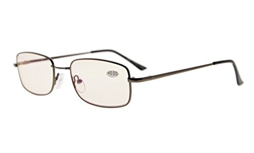 Eyekepper Computer Readers Bridge-flex Memory Titanium Mens Womens Spring Hinges Computer Reading Glasses Gunmetal(Amber Lens, +1.50)
