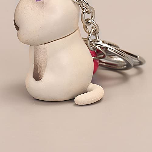 Hongtai Schattig verlegen kat sleutelhanger mollig kitten sleutelhanger kleine sieraden tas decoratie sleutel opbergtas dier sieraden (Color : 2) - Image 4