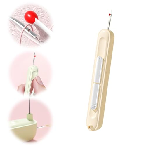 Infila ago 2 in 1, scucitore, scucitore elastico per cucire, strumento per la rimozione del filo per cucire a mano, lavorare a maglia, punto croce, ricamo e rimozione del filo (Giallo)