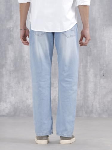 Image of WROGN Men's Anti Fit Jeans | 100% Cotton | Solid | Relaxed Casual Denim
