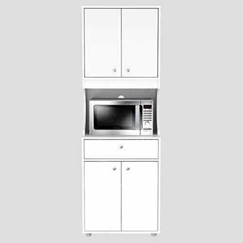 Inval Galley Kitchen/Microwave 1-Drawer/4-Door Storage Cabinet with Open Space White