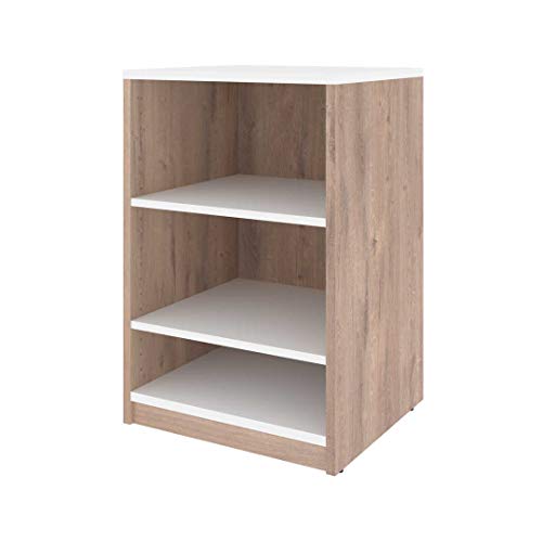 Bestar Cielo Nightstand, 20-inch Rustic Brown and White Wardrobe for