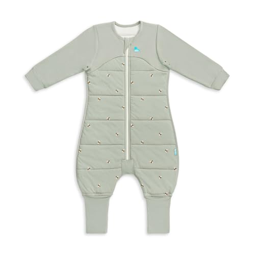 Image of Love to Dream Baby Sleep Suit Long Sleeve 2.5 TOG | Quilted Cotton for Cool-Night Warmth, Comfort & Safe Movement | Olive Bees, 6-12 Months