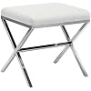 DUHOME Vanity Stool,Modern PU Leather Ottoman Stool Chair for Vanity Bench with Metal X Legs, Rectangle Makeup Stools Padded Foot Rest Ottoman for Makeup Room, Living Room, Bathroom,White