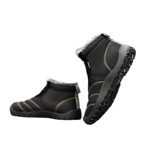 Botas De Neve Do Inverno Dos Homens, Botas Masculinas Plus Size Antiderrapantes Para Exteriores Com Pele Quente Forradas De Meia Panturrilha, Esportes Ao Ar Livre Que Fluffam Sapatas(Black,43 EU)