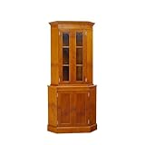 Generisch Eckschrank Eckvitrine Eckvitrinenschrank Eibe englischer Stil H: 200 cm -11571-