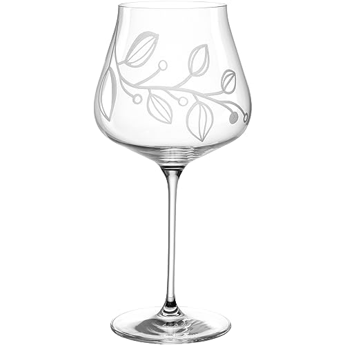 LEONARDO Boccio Verre à vin bordeaux pour vins rouges aromatiques en cristal – Avec gravure florale – Contenance 770 ml – Passe au lave-vaisselle – 1 verre à vin rouge avec grand calice
