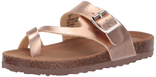 Steve Madden Girls' JWAIVE Flat Sandal, Rose Gold, 4 M US Big Kid
