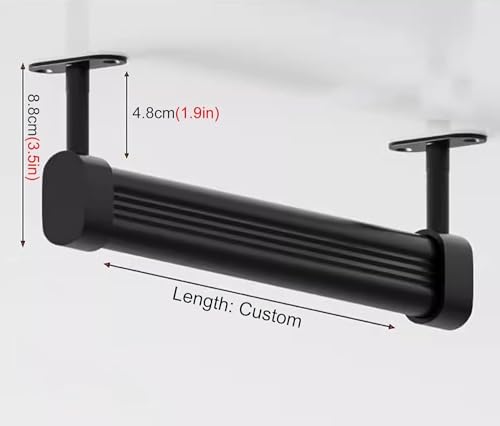Riel de armario de 24 pulgadas con soporte de colgador superior LWX negro 3