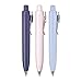 uni one P Retractable Gel Pens, Micro Point (0.5mm), Grape, Peach, and Soda Barrels, Black Ink, 3 Pack