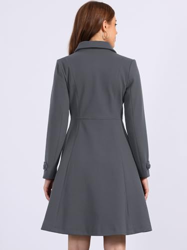 Allegra K Women's Winter Coat Overcoat Lapel Collar Long Swing A Line Double Breasted Pea Coat4