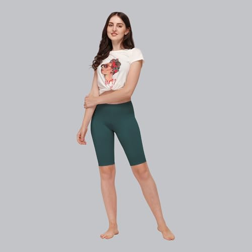 Image of SOIE Women's Mid Rise Soft Polyamide Spandex Knee Length Cycling Shorts