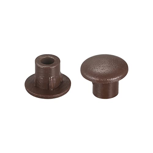 Image of uxcell Screw Hole Plugs, 5mm(3 /16 inch) Dia PP Snap in Shelf Button Flush Type Caps for Furniture Cabinet Cupboard, Dark Brown 96 Pcs