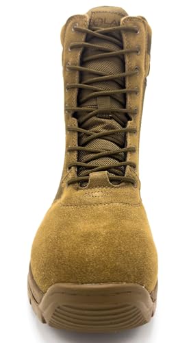 LAPG Men's Core 8" Side-Zip Duty Boots, Lightweight Tactical Combat Boots for Men, Work Hiking Outdoor Shoes, Coyote3