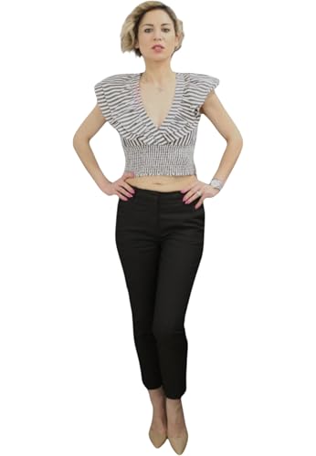  Denny Rose Donna Crop Top Senza Maniche 211ND45011 46 Multicolore Black/White Stripes 218939-02