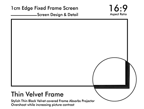 Image of BIG VUE 1 Cm Edge 120 Inches Fixed Frame Projector Screen 16:9 Diagonal Active 3D 4K Ultra Hd Projector Screen (120 Inch, White)