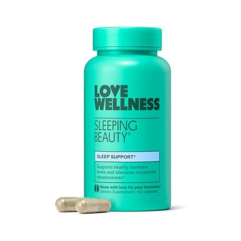 Love Wellness Sleeping Beauty | Sleep Support with Melatonin, Magnesium & L-Theanine | Promotes Restful Sleep, Relaxation & Calmness | Organic Valerian Root Powder & Lemon Balm | 60 Count Cover