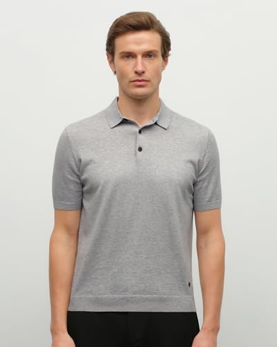 Image of KVSS Men's Polo Shirts Pima Cotton & Cashmere Luxury Short Sleeve Polo Shirt for Men Lightweight Breathable Premium Knit Polo