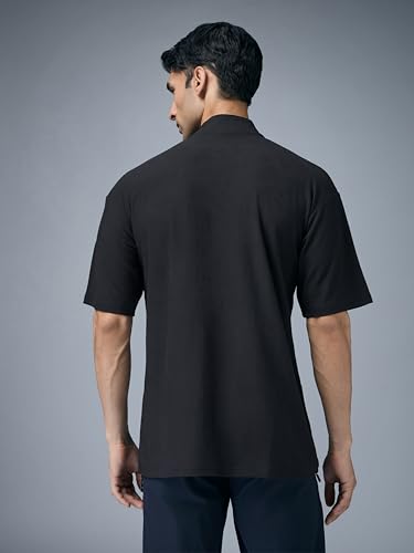 Image of TECHNOSPORT Men's Regular Fit Self Design High Neck Active Out T-Shirt for Casual Wear, Gym and Sports