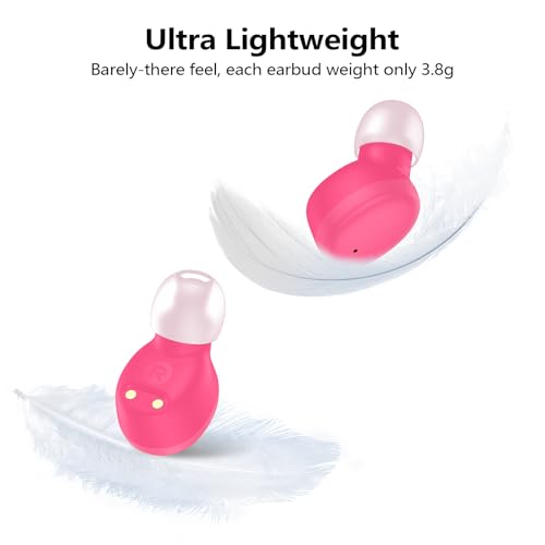 Kurdene K2 Wireless Earbuds Bluetooth 5.3 - Light-Weight Deep Bass Headphones, Hot Pink - 5