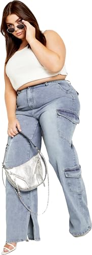City Chic Plus Size Jeans, Cargo Luna Wide Leg Jean