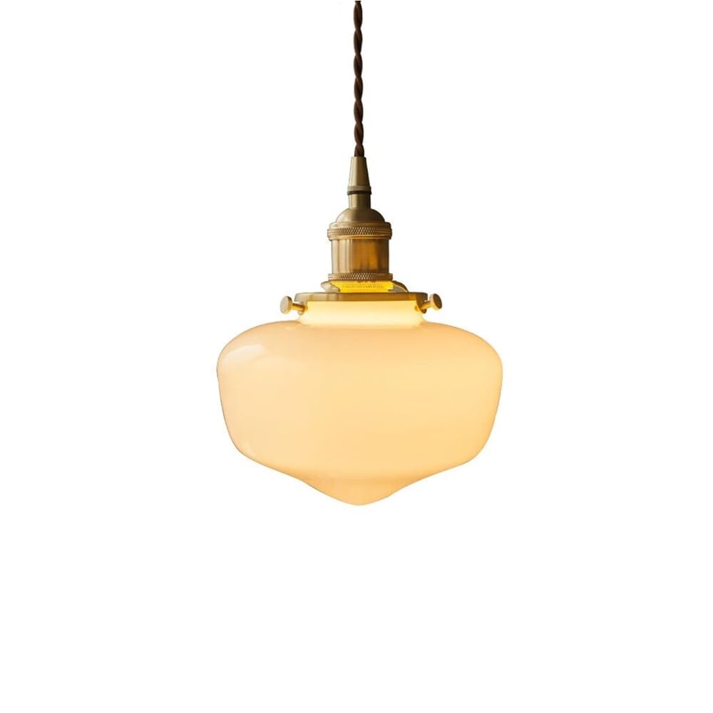 Lustre suspension rétro en laiton et verre style japonais avec cordon réglable