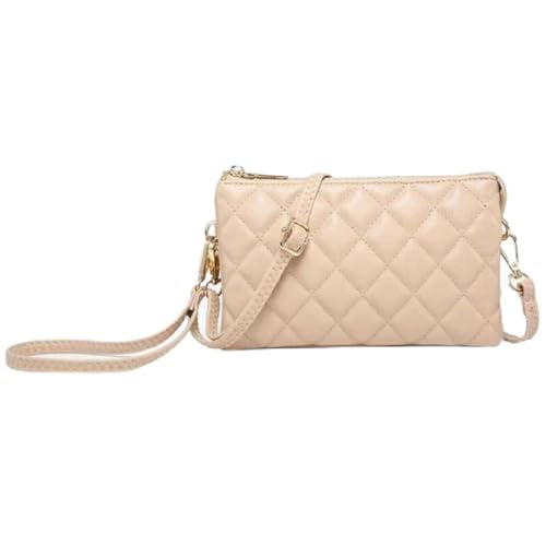 JEN & CO. Riley Quilted Crossbody Bag - Vegan Leather Purse with Detachable Wristlet and Adjustable Shoulder Strap - Main Image
