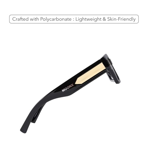 Image of MOONX Gemini UV Protected Rectangular Sunglasses for Men & Women | PC Frame | PC Lens | Stylish Unisex Eyewear for Driving, Travel & Casual Outings