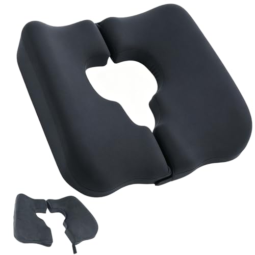 Cojín ortopédico antiescaras en forma de herradura, espuma viscoelástica para aliviar la presión y el coxis, para silla de ruedas, oficina, coche, sofá y reposo en cama, con funda lavable, ideal para