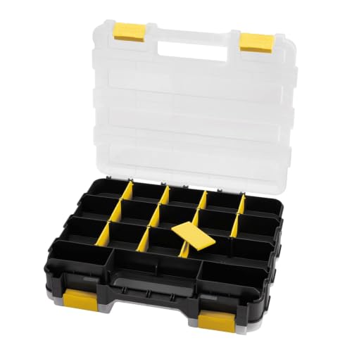 Image of Hardware Organizer Box 34 Compartments Small Parts Organizer with Removable Dividers Durable Plastic Double Side Tools Box Screw Organizer For Nuts, Bolts, Screws, Nails, Small Hardware (Yellow)