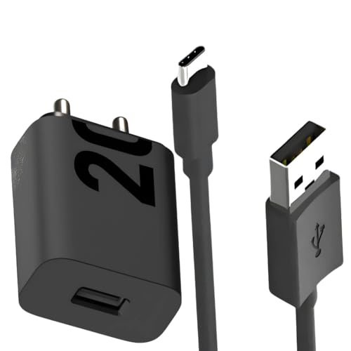 Image of 20W TurboPower USB Fast Charger Adapter and Cable Compatible with Motorola Moto G, Edge & One Series (Black)