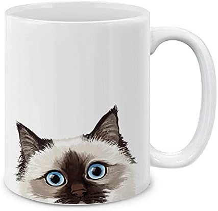 MUGBREW Chocolate Point Birman Cat Ceramic Coffee Mug Tea Cup, 11 OZ