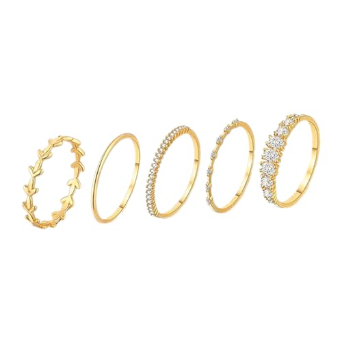 Bague dames ring set empilable zirconia anneaux dorés pour mode féminine