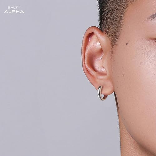 Image of SALTY ALPHA Anti Tarnish Classic Earrings for Men | Ear Hoop for Man | Stylish Fashion Jewellery Accessories for Boys | Minimal Jewelry | Ideal for Gifting | Gift for Diwali, Christmas, Marriage, Birthday