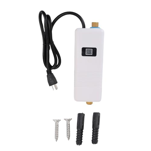 Eujgoov Mini Calentador de Agua de 3000w, Calentador de Agua Eléctrico e Instantáneo sin Tanque para Cocina, Apartamentos, Baños, Vehículos Recreativos, (EU enchufe 220V)