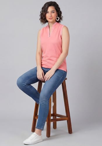 Image of Wear Your Opinion Mandarin Collar Sleeveless T Shirt for Women Top