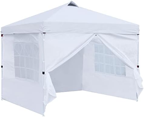 JOYTIO Canopy, Instant Canopy Tent, Gazebos, Shelter Canopy 10 x 10 Ft Beach Tent, Height Adjustable Event Tent for Outdoor, Beach, Patio with Waterproof Canopy, Roller Bag, 4 Sand Bags (Four Wall)