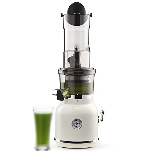 MIIKHI Juicer Machine Slow Juicer Masticating, Wide Groove Slow Juicer Spiral Cold Press Juicer, Easy To Clean Masticating Juicers for Vegetables Fruit (White)