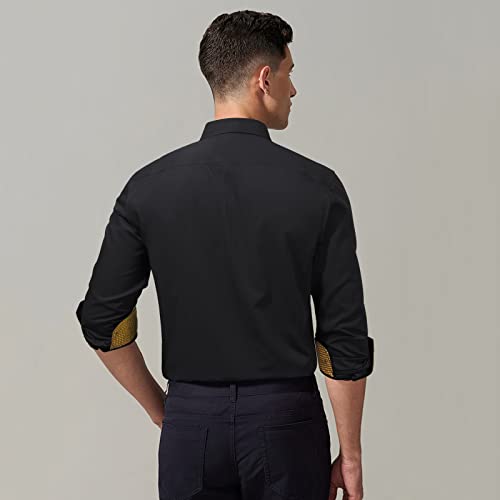 HISDERN-Mens-Business-Dress-Shirts-Long-Sleeve-Casual-Button-Down-Shirt-Formal-Inner-Collar-Contrast-Shirt-for-Men-Wedding - DumpADate.com