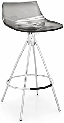 Connubia LED Stool - 32" - Steel Stained Chromed Frame - Styren Acrylonitrile Transparent Smoke Grey Seat