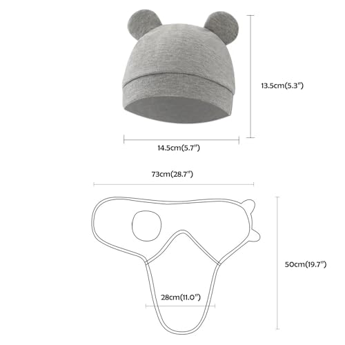 Image of Baby Swaddle Sleep Sack with Hat Set, Grey Rabbit | 3-pack Cotton Nursery Swaddling Blankets for Infant 0-3 Months, Newborn Registry Essentials