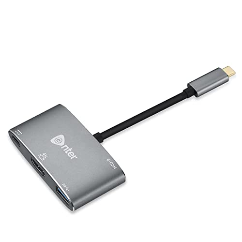 Image of Enter High-Speed 3-in-1 Type C to HDMI Adapter, PD Charging Upto52W, USB3.0 Delivers Quick Transfer Speed of 5GBPS, UHD 4K@30Hz, Aluminium Case
