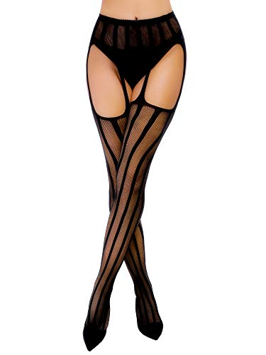 Image of Skylety 6 Pairs Fishnet Stockings for Women Plus Size Thigh-high Tights Stockings Suspender Pantyhose Garter Belts