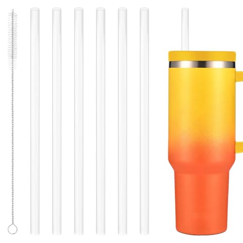 6PCS Stanley Cup Straws - Easy to Clean Transparent Reusable Replacement Straws for 30oz/40oz Cup (12in/30cm)