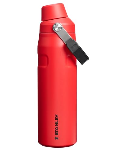 Image of Stanley IceFlow Fast Flow Water Bottle 24 oz | Angled Spout Lid | Lightweight and Leakproof for Travel and Sports | Insulated Stainless Steel | BPA-Free | Chili Black
